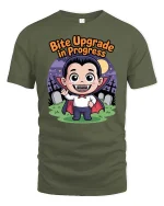 Funny Bite Upgrade in Progress Vampire Tshirt Tee - military green t-shirt on white background