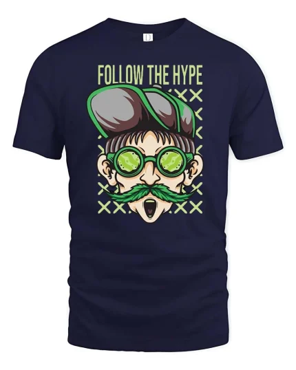 Follow The Hype Cool Dude Glasses Tshirt Streetwear Graphic - navy t-shirt on white background