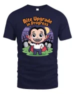 Funny Bite Upgrade in Progress Vampire Tshirt Tee - navy t-shirt on white background