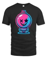 Neon Bomb Smile Street Art Cartoon Graphic Tshirt Style - black t-shirt on white background