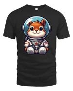 Cute Astronaut Dog Space Cartoon Graphic Tshirt Style - black t-shirt on white background