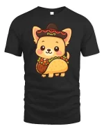 Cute Taco Dog Kawaii Food Lover Graphic Tshirt Fun Style - black t-shirt on white background