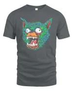 Neon Rage Wolf Face Graphic Tshirt Streetwear Style - gray t-shirt on white background