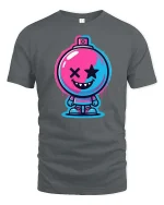 Neon Bomb Smile Street Art Cartoon Graphic Tshirt Style - gray t-shirt on white background