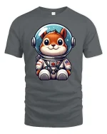 Cute Astronaut Dog Space Cartoon Graphic Tshirt Style - gray t-shirt on white background