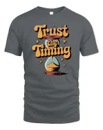 Trust The Timing Motivational Quote Graphic Tshirt Style - gray t-shirt on white background