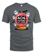 404 Future Not Found Halloween Ghost Graphic Tshirt - gray t-shirt on white background