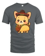 Cute Taco Dog Kawaii Food Lover Graphic Tshirt Fun Style - gray t-shirt on white background