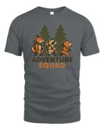 Adventure Squad Forest Animals Hiking Graphic Tshirt Fun - gray t-shirt on white background