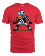 Football Player Action Cartoon Graphic Tshirt Game Day - red t-shirt on white background