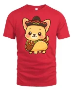 Cute Taco Dog Kawaii Food Lover Graphic Tshirt Fun Style - red t-shirt on white background