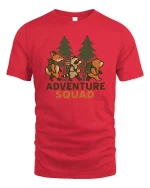 Adventure Squad Forest Animals Hiking Graphic Tshirt Fun - red t-shirt on white background