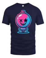Neon Bomb Smile Street Art Cartoon Graphic Tshirt Style - navy t-shirt on white background