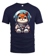 Cute Astronaut Dog Space Cartoon Graphic Tshirt Style - navy t-shirt on white background