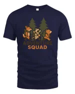 Adventure Squad Forest Animals Hiking Graphic Tshirt Fun - navy t-shirt on white background