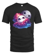 Cute Moon Cloud Galaxy Friends Kawaii Space Tshirt - black t-shirt on white background