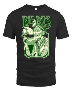 Irie Days Vintage Style Relaxed Vibes Retro Graphic Tshirt - black t-shirt on white background