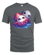Cute Moon Cloud Galaxy Friends Kawaii Space Tshirt - gray t-shirt on white background