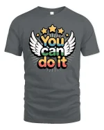 You Can Do It Motivational Wings Stars Positive Quote Tshirt - gray t-shirt on white background