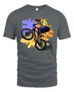 BMX Rider Stunt Urban Street Freestyle Bike Graphic Tshirt - gray t-shirt on white background
