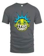Stay Funny Punk Smile Face Retro Street Art Graphic Tshirt - gray t-shirt on white background