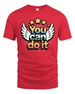 You Can Do It Motivational Wings Stars Positive Quote Tshirt - red t-shirt on white background