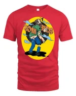 Zombies Retro Cartoon Horror Humor Street Art Graphic Tshirt - red t-shirt on white background