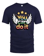 You Can Do It Motivational Wings Stars Positive Quote Tshirt - navy t-shirt on white background