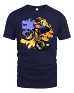 BMX Rider Stunt Urban Street Freestyle Bike Graphic Tshirt - navy t-shirt on white background