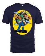 Zombies Retro Cartoon Horror Humor Street Art Graphic Tshirt - navy t-shirt on white background