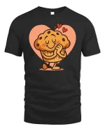 Cute Loving Muffin Tshirt Funny Sweet Dessert Graphic Tee - black t-shirt on white background