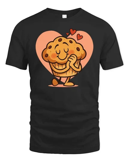 Cute Loving Muffin Tshirt Funny Sweet Dessert Graphic Tee - black t-shirt on white background