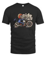 Funny Skeleton Rider Tshirt Vintage Biker Ride Chill Tee - black t-shirt on white background