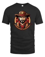 Vintage Cowboy Sheriff Tshirt Western Outlaw Graphic Tee - black t-shirt on white background