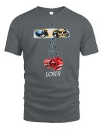 Vintage Rearview Mirror Dice Skull Graphic Tshirt Retro - gray t-shirt on white background