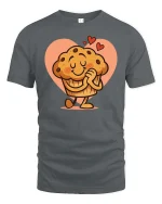 Cute Loving Muffin Tshirt Funny Sweet Dessert Graphic Tee - gray t-shirt on white background