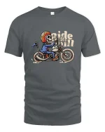 Funny Skeleton Rider Tshirt Vintage Biker Ride Chill Tee - gray t-shirt on white background