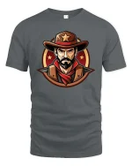 Vintage Cowboy Sheriff Tshirt Western Outlaw Graphic Tee - gray t-shirt on white background