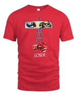 Vintage Rearview Mirror Dice Skull Graphic Tshirt Retro - red t-shirt on white background