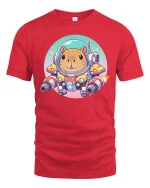 Cute Space Hamster Tshirt Funny Sci Fi Animal Graphic Tee - red t-shirt on white background