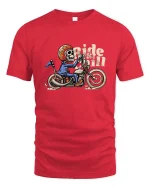 Funny Skeleton Rider Tshirt Vintage Biker Ride Chill Tee - red t-shirt on white background