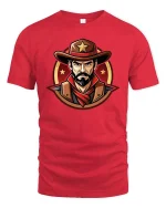 Vintage Cowboy Sheriff Tshirt Western Outlaw Graphic Tee - red t-shirt on white background