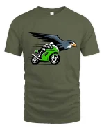 Flying Eagle Sport Bike Speed Racing Graphic Tshirt Cool - military green t-shirt on white background