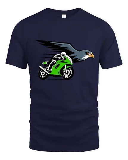 Flying Eagle Sport Bike Speed Racing Graphic Tshirt Cool - navy t-shirt on white background