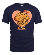 Cute Loving Muffin Tshirt Funny Sweet Dessert Graphic Tee - navy t-shirt on white background