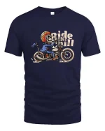 Funny Skeleton Rider Tshirt Vintage Biker Ride Chill Tee - navy t-shirt on white background