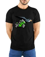 Flying Eagle Sport Bike Speed Racing Graphic Tshirt Cool - model wearing black tee with hands behind back