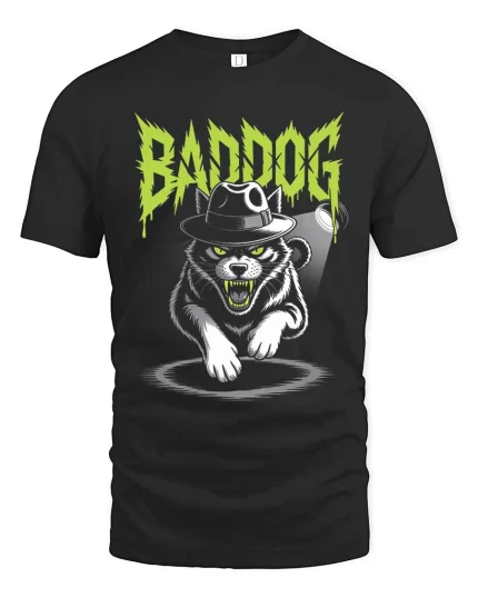Bad Dog Mafia Cat Gangster Graphic Funny Tshirt Style - black t-shirt on white background