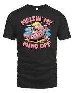 Meltin My Mind Off Funny Brain Summer Chill Graphic Tshirt - black t-shirt on white background