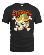 Eternal Skull Summer Beach Paradise Graphic Style Tshirt - black t-shirt on white background